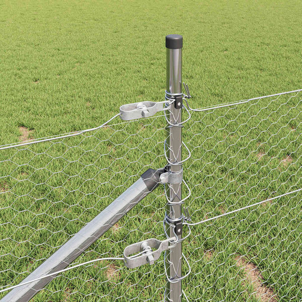 vidaXL Steber ograje. srebrna 100 x 0,5 m (25 mm mreža) Jeklo