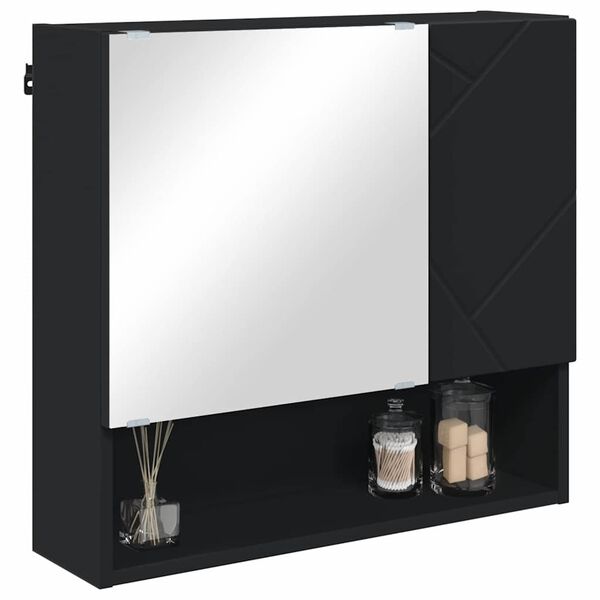 vidaXL Ogledalna omara z vrati Črna 59 x 17 x 55 cm Konstruiran les