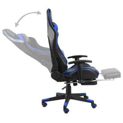vidaXL Vrtljiv gaming stol z naslonjalom za noge moder PVC