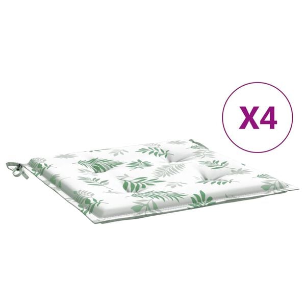 vidaXL Blazine za vrtne stole 4 kosi vzorec listja 50x50x4 cm tkanina