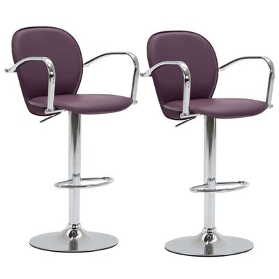 vidaXL Barski stolčki z naslonjali 2 kosa vijolično umetno usnje