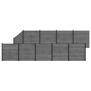 vidaXL Komplet ograj 10 kos 1657 x 186 cm WPC in aluminij Siva