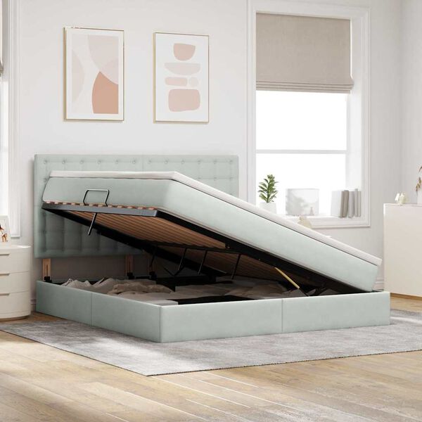 vidaXL Postelja z dodatnim prostorom za shranjevanje in LED osvetlitvijo