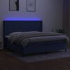 vidaXL Box spring postelja z vzmetnico LED modra 200x200 cm blago