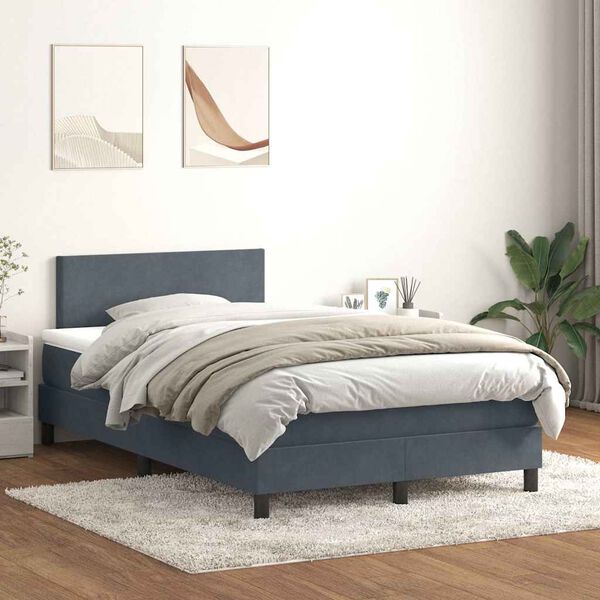 vidaXL Box Spring postelja z vzmetnico Temno siva 120x220 cm Velvet