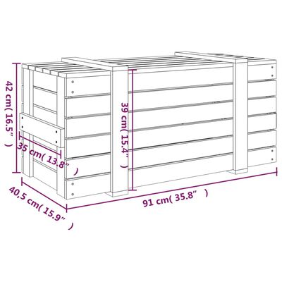 vidaXL Škatla za shranjevanje 91x40,5x42 cm trdna borovina