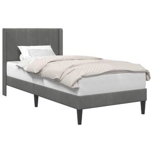 vidaXL Konstrukcija postelje z vzglavjem Temno siva 100 x 190 cm Žamet
