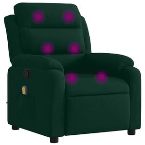 vidaXL Masažni naslanjač temno zelen žamet