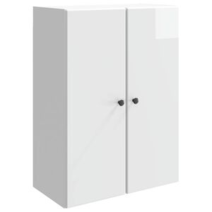 vidaXL Omara za steno Bela visok sijaj 66 x 34,5 x 90 cm
