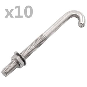 vidaXL Sidrni J-sornik z matico in podložko M8x100 mm 25 kompletov