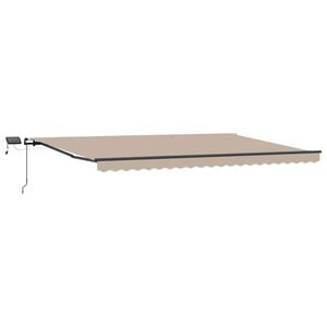 vidaXL Vlečna tenda Bež 500 &times; 350 cm Tkanina in aluminij