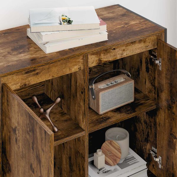 vidaXL Stranska omara Dimni hrast 79 x 36 x 75 cm Konstruiran les