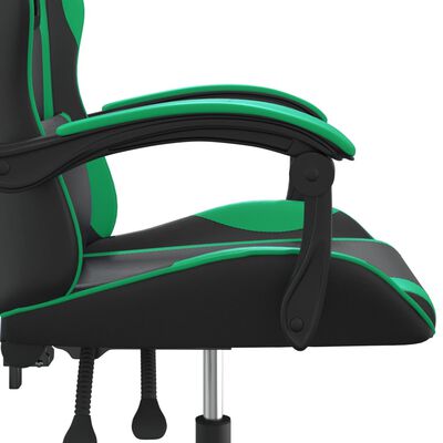 vidaXL Vrtljiv gaming stol črno in zeleno umetno usnje