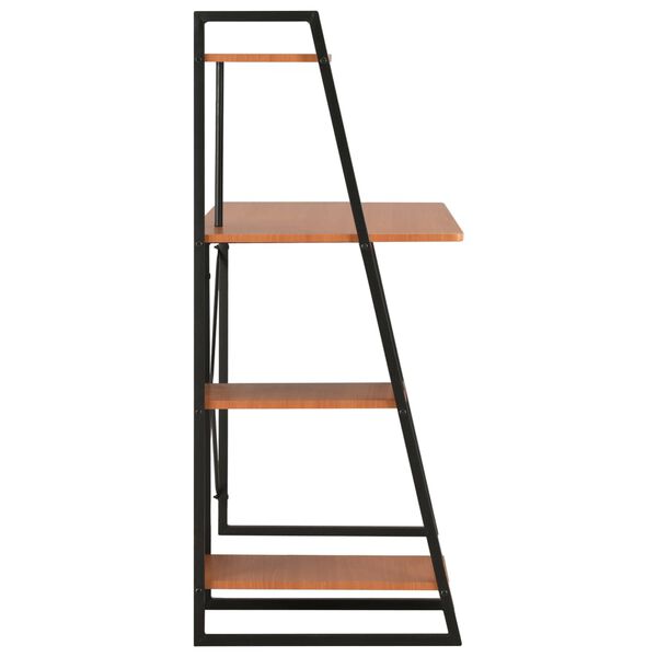 vidaXL Pisalna miza s policami črna in rjava 102x50x117 cm