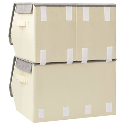 vidaXL Zložljive škatle za shranjevanje 3 kosi blago sive in krem