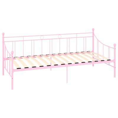 vidaXL Posteljni okvir za dnevno posteljo roza kovinski 90x200 cm