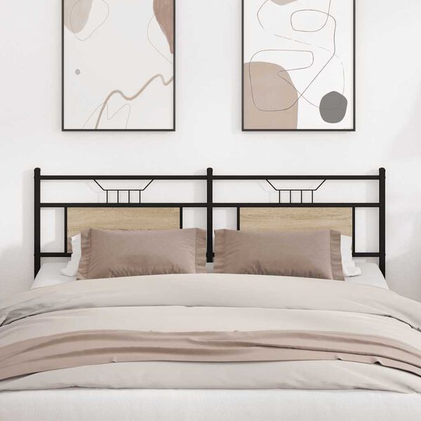 vidaXL Nadomestno vzglavje sonoma hrast 160 cm inženirski les in jeklo