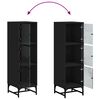 vidaXL Visoka omara s steklenimi vrati črna 35x37x120 cm