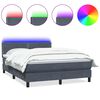 vidaXL Box spring posteljni z vzmetnico LED temno siv 160x210 cm žamet