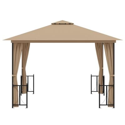 vidaXL Paviljon s stranicami in dvojno streho 3x3 m taupe