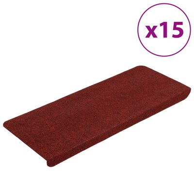 vidaXL Samolepilne preproge za stopnice 15 kosov 65x24,5x3,5 cm rdeče
