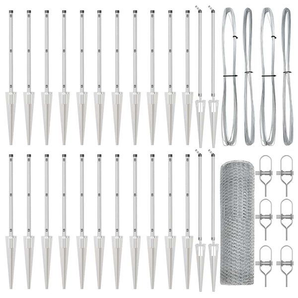 vidaXL Ogrodje s stebri srebrna 0.8 x 50 m Jeklo s PVC premazom