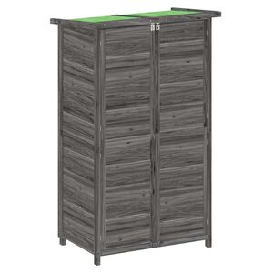 vidaXL Vrtna lopa za orodje siva 83x57x140 cm trdna borovina