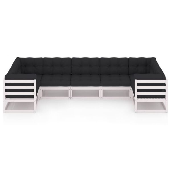 vidaXL Vrtna sedežna garnitura 7-delna z blazinami bela trdna borovina