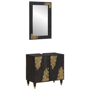 vidaXL Komplet omaric za kopalnico 2 pcs Črna Masiven les manga