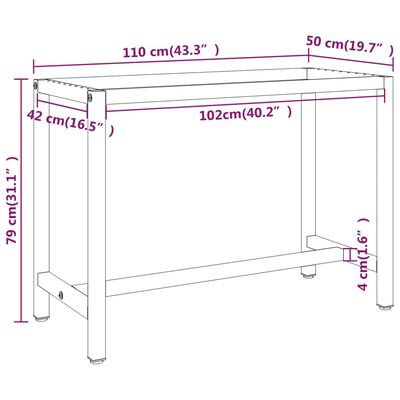 vidaXL Okvir za delovno mizo mat črn in mat rdeč 110x50x79 cm kovinski