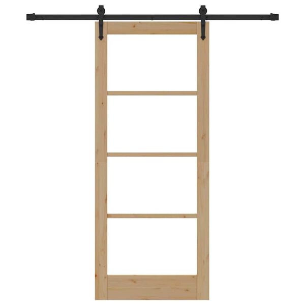 vidaXL Drsna vrata Naravna 83 x 202 cm Trden borov les in steklo