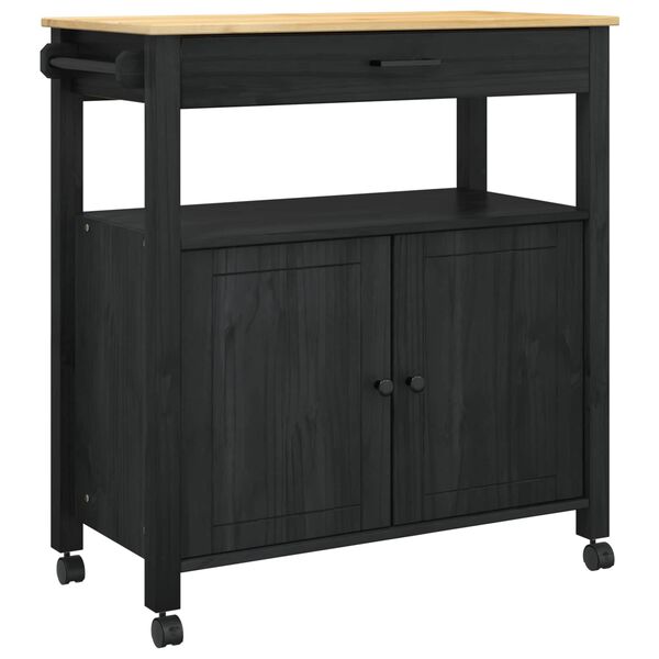 vidaXL Kuhinjski voziček Enobarvno Črna 88,5 x 40 x 48 cm