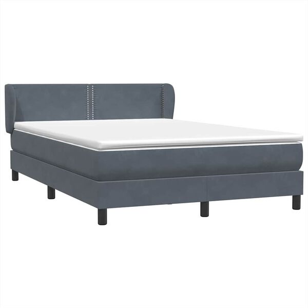 vidaXL Box spring postelja z vzmetnico temno siva 160x220 cm žamet