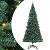 vidaXL Umjetno praznično drevo s svetlobami in kroglicami Zelena PVC
