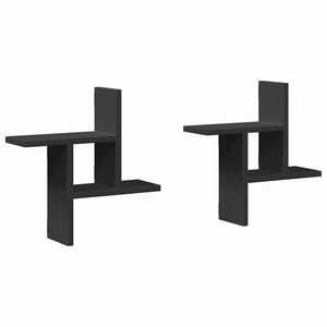 vidaXL Stenska polica 2 kosa črna 38x12x38 cm inženirski les