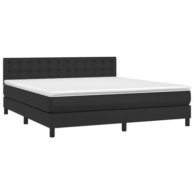 vidaXL Box spring postelja z vzmetnico črn 180x200 cm umetno usnje