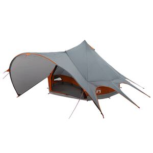 vidaXL Teepee &scaron;otor za 3 osebe Siva in oranžna 600 x 600 x 347 cm