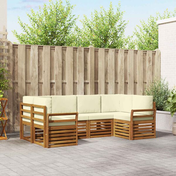 vidaXL Sedežne garniture 6 pcs Naravna in smetana Masiven les akacije