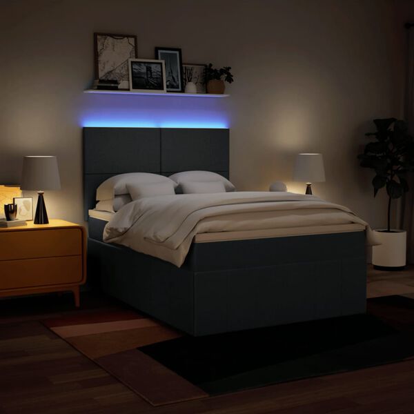 vidaXL Box spring postelja z vzmetnico modra 160x200 cm blago