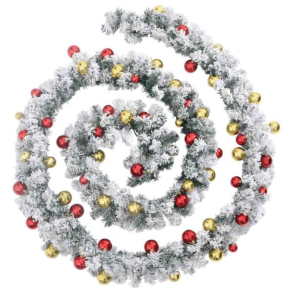 vidaXL Božična girlanda z gumbi in LED lučkami Zelena 5 m PVC