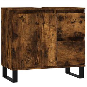 vidaXL Kopalni&scaron;ka omarica dimljeni hrast 65x33x60 cm inženirski les