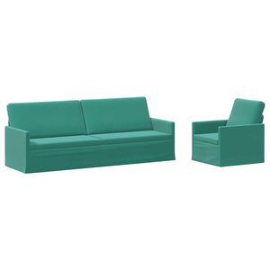 vidaXL Kavčna garnitura 2 pcs Turkizna Žamet