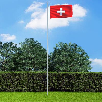 vidaXL Zastava Švice in aluminijast zastavni drog 4 m