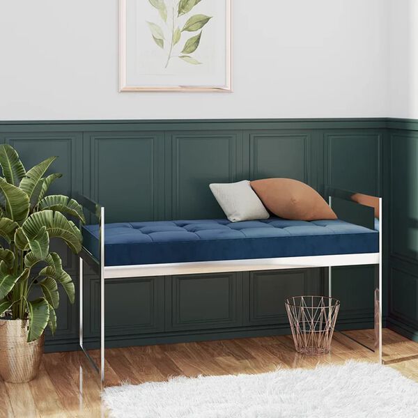 vidaXL Klop 97 cm moder žamet in nerjaveče jeklo