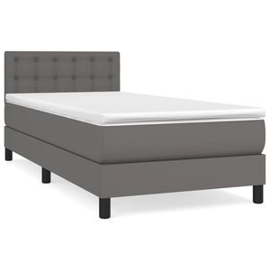 vidaXL Box spring postelja z vzmetnico siva 80x200 cm umetno usnje