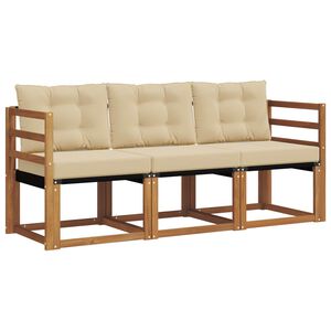 vidaXL Zunanja garnitura za sedenje z blazino 3 pcs Naravna in bež
