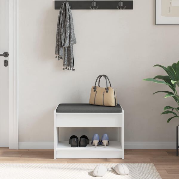 vidaXL Haldna klop Bela 63 x 38 x 45 cm Oblikovan Les in Tkanina