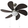 vidaXL Stropni ventilator z lučjo 76 cm temno rjav