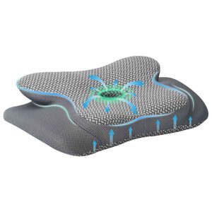 vidaXL Vzglavnik za vrat Siva Spominska pena 58 x 38 x 12 cm