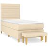 vidaXL Box spring postelja z vzmetnico krem 90x190 cm blago